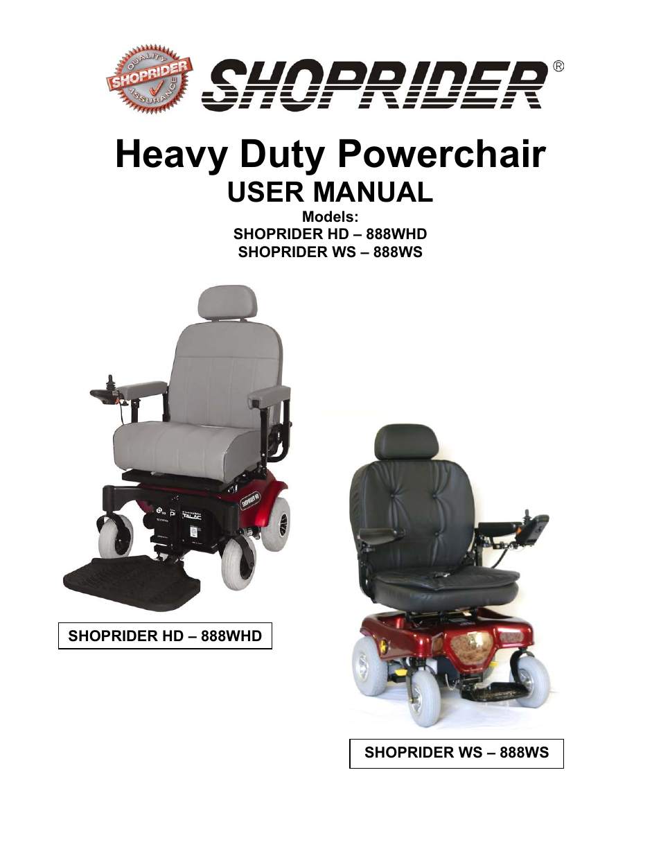 Shoprider WS 888WS User Manual | 28 pages