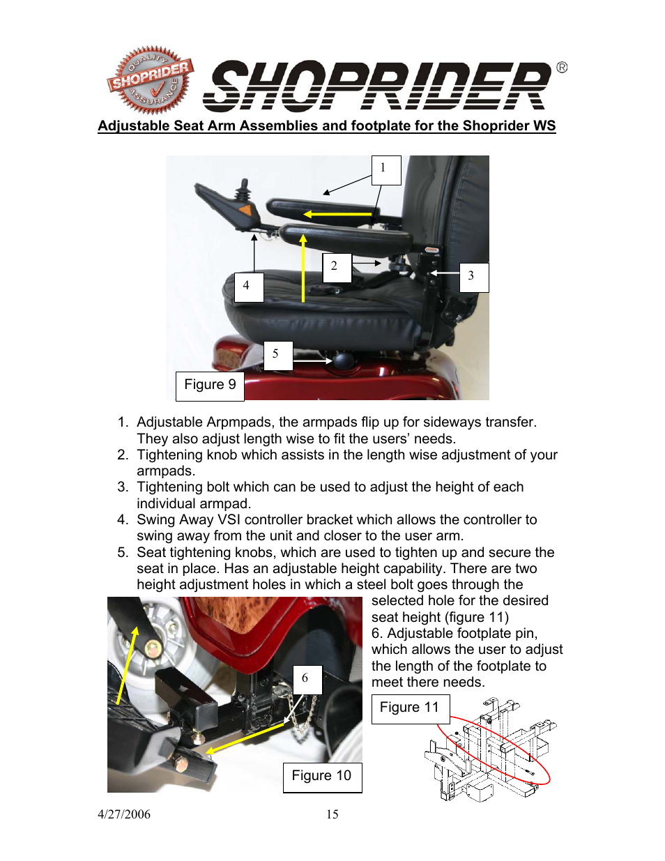 Shoprider WS 888WS User Manual | Page 15 / 28