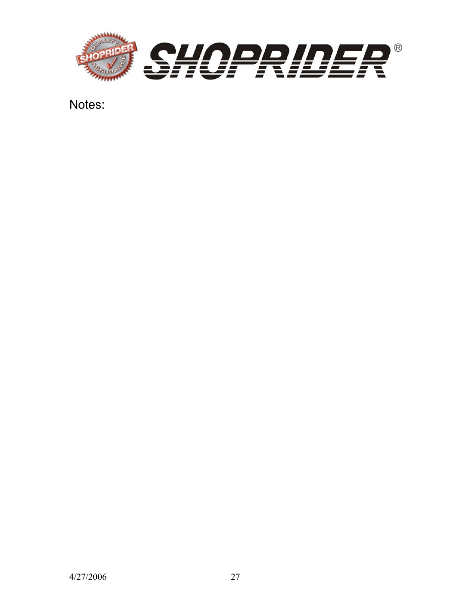 Shoprider WS 888WS User Manual | Page 27 / 28