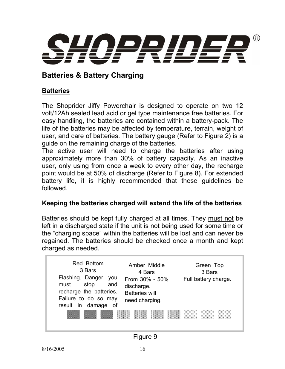 Batteries & battery charging | Shoprider UL7WR User Manual | Page 16 / 24