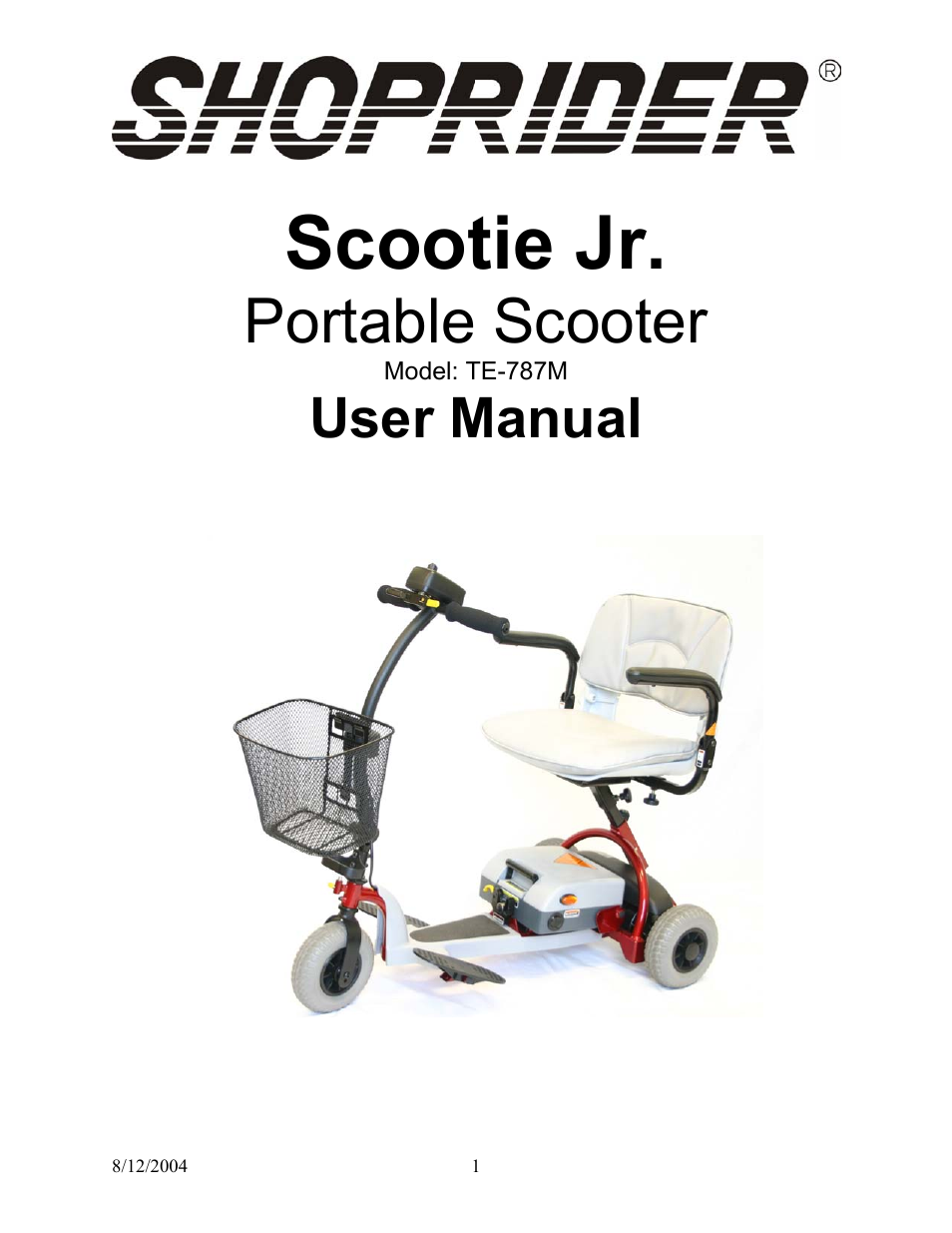 Shoprider TE-787M User Manual | 18 pages