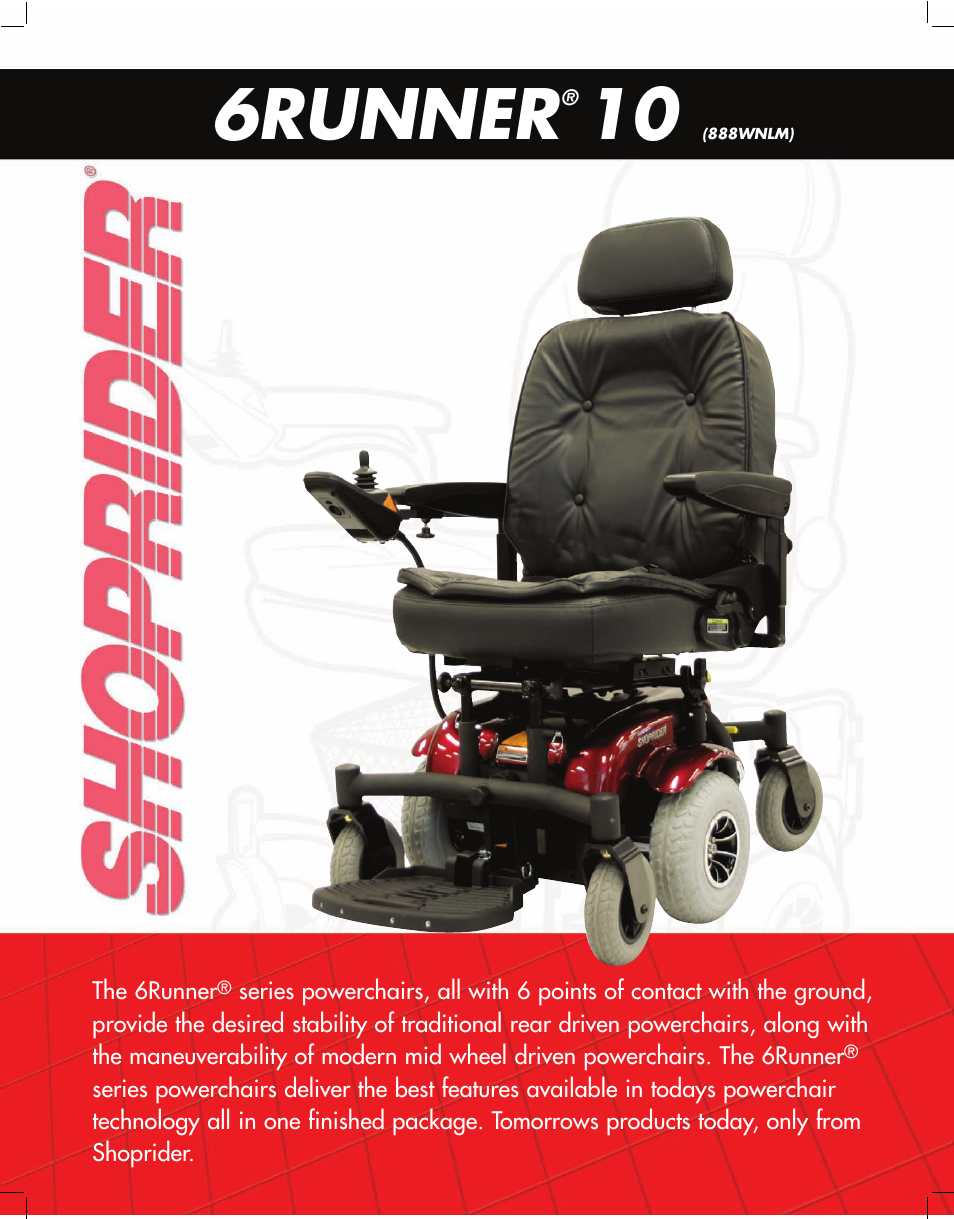 Shoprider 6 Runner 10 888WNLM User Manual | 2 pages