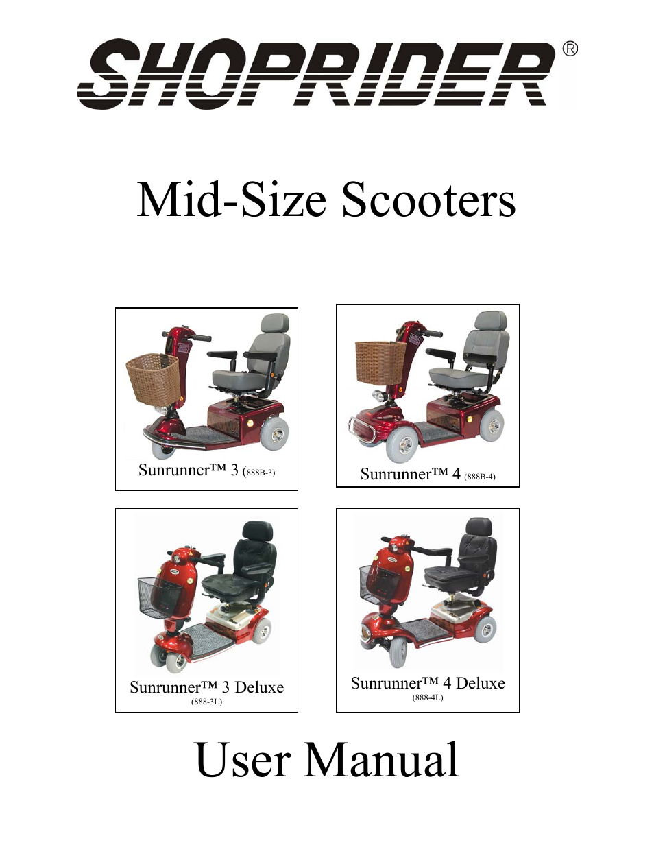 Shoprider (888B-3) User Manual | 20 pages