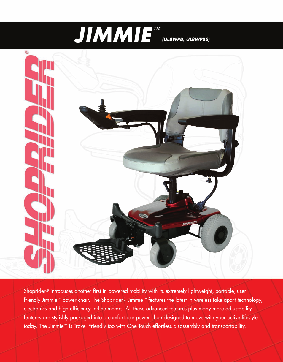 Shoprider Jimmie UL8WPB User Manual | 2 pages