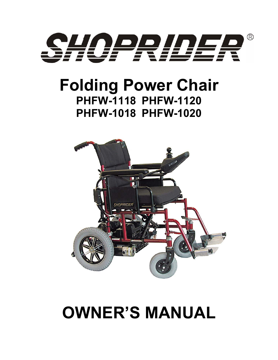 Shoprider PHFW-1020 User Manual | 24 pages