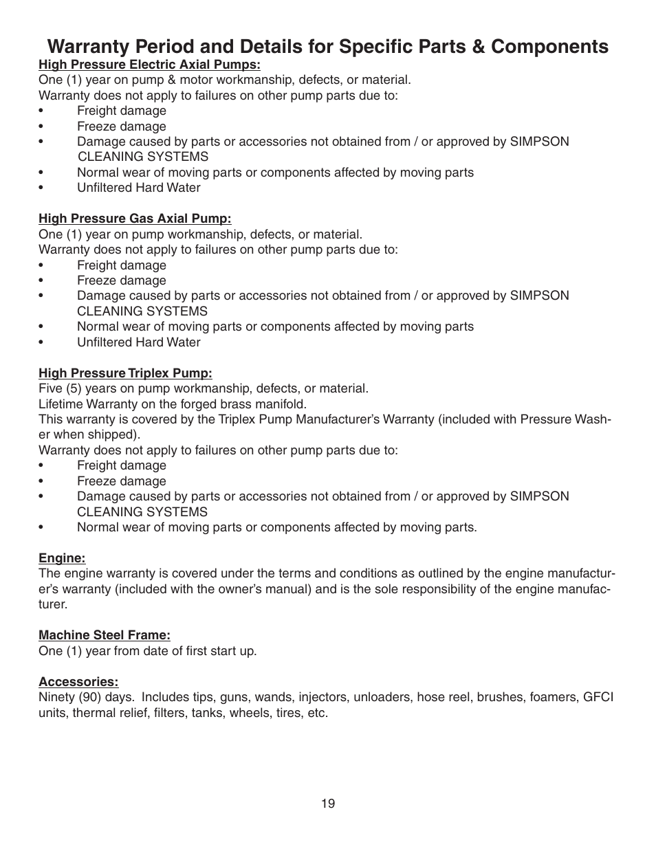 Simpson MEGASHOT V3100 User Manual | Page 19 / 62