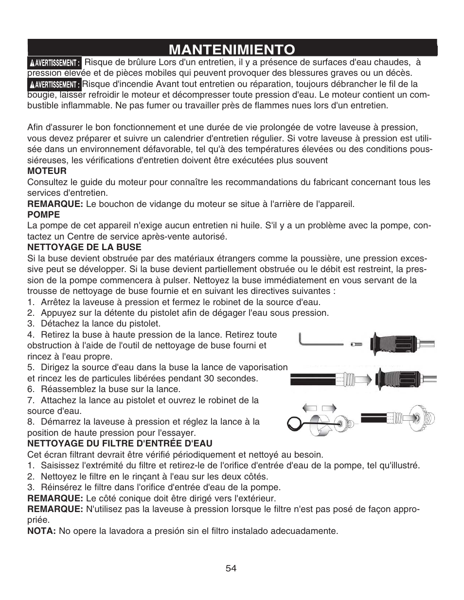 Mantenimiento | Simpson MEGASHOT V3100 User Manual | Page 54 / 62