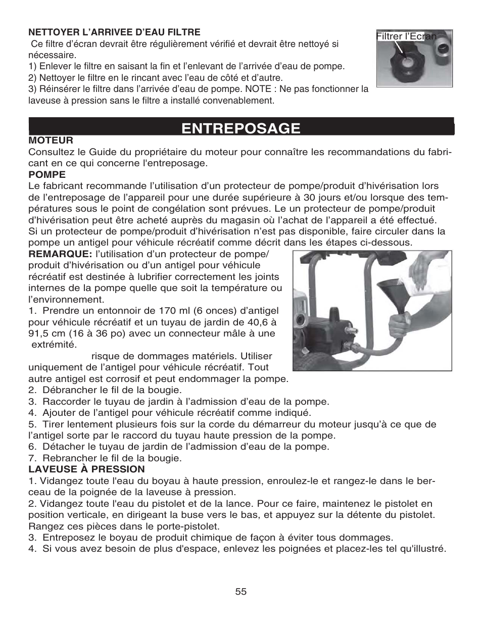 Entreposage | Simpson MEGASHOT V3100 User Manual | Page 55 / 62