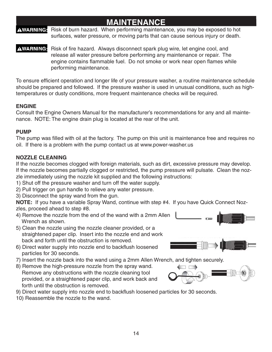 Maintenance | Simpson MSV2600 User Manual | Page 14 / 40
