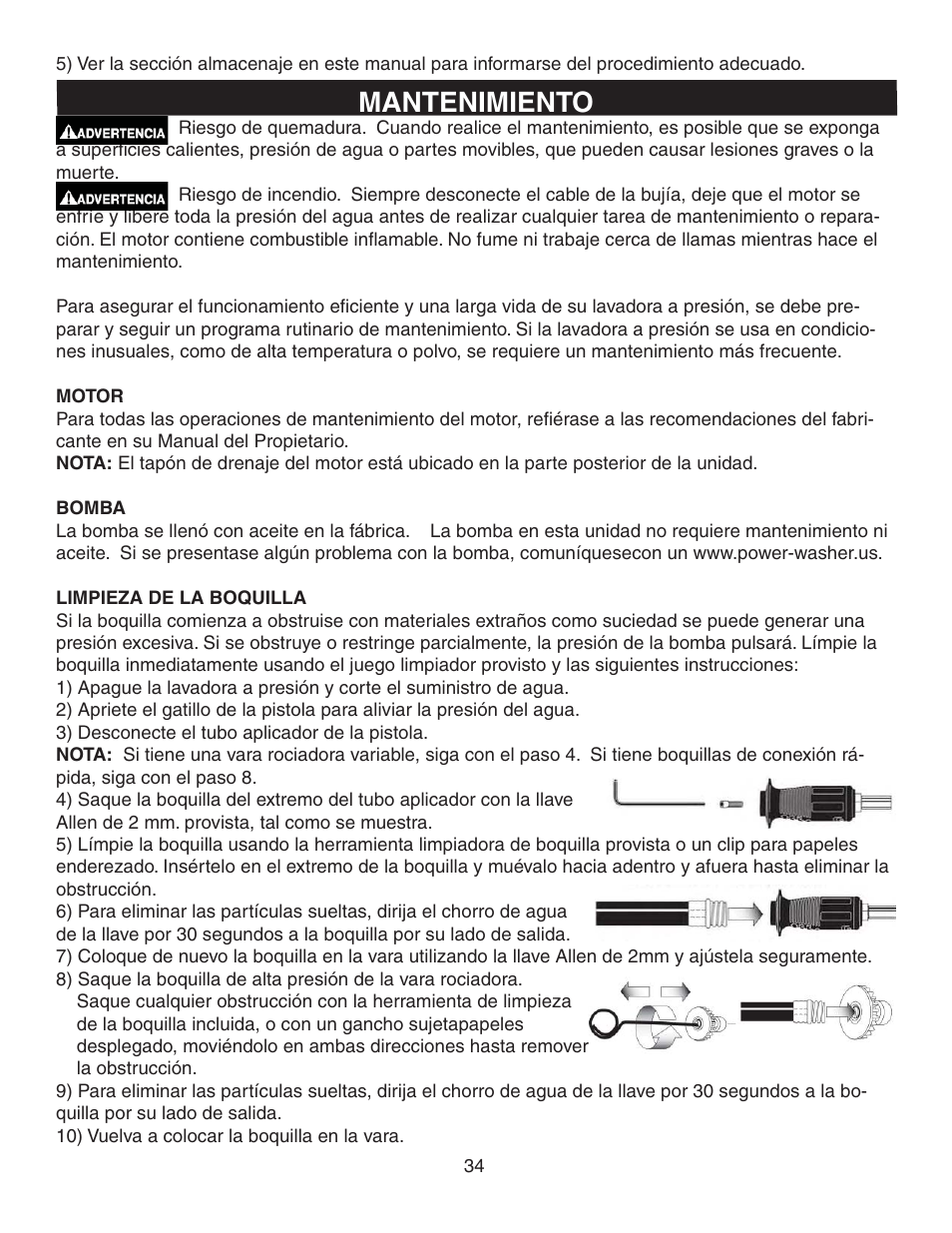 Mantenimiento | Simpson MSV2600 User Manual | Page 34 / 40