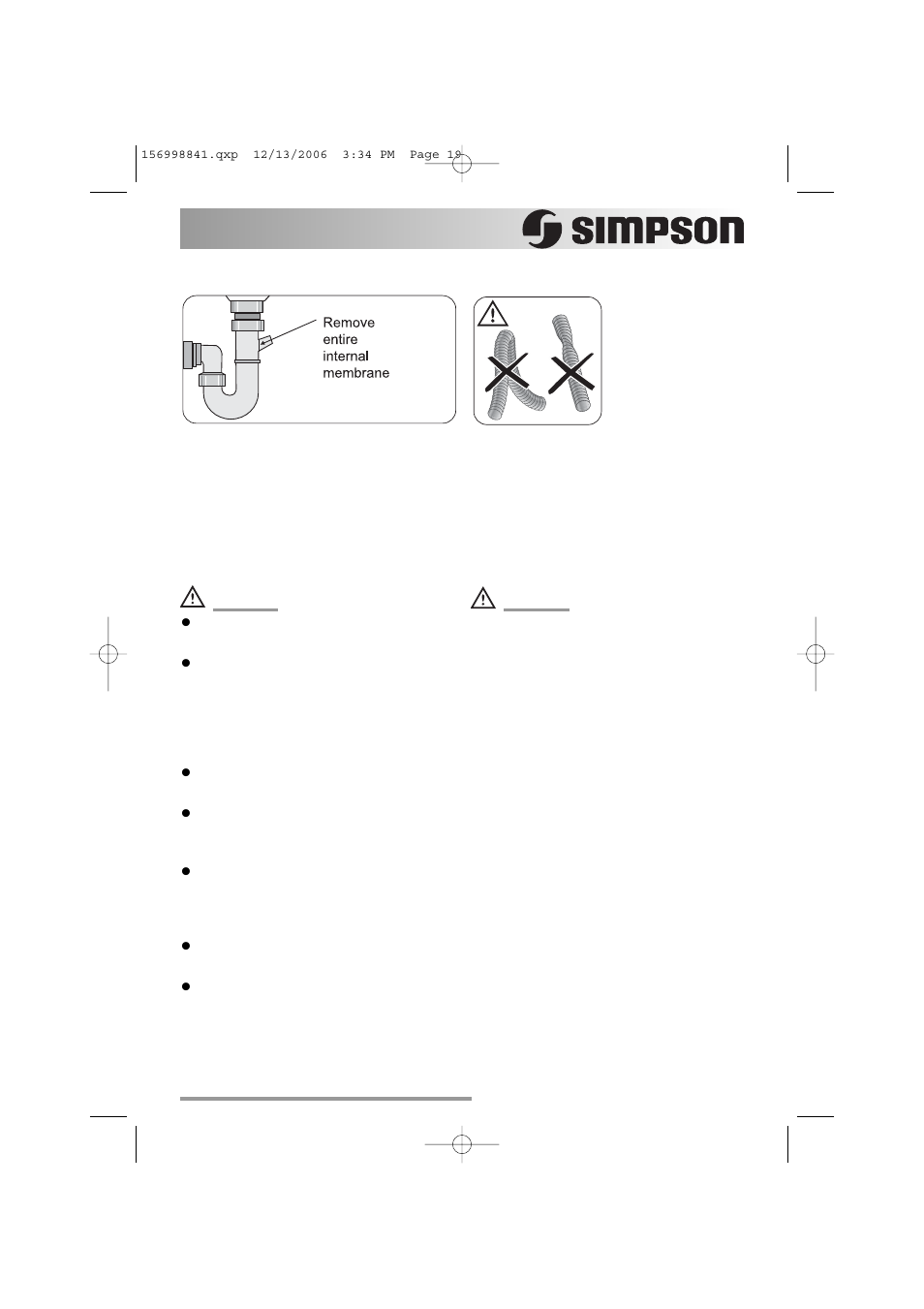 Electrical connection | Simpson 52C850 User Manual | Page 19 / 24