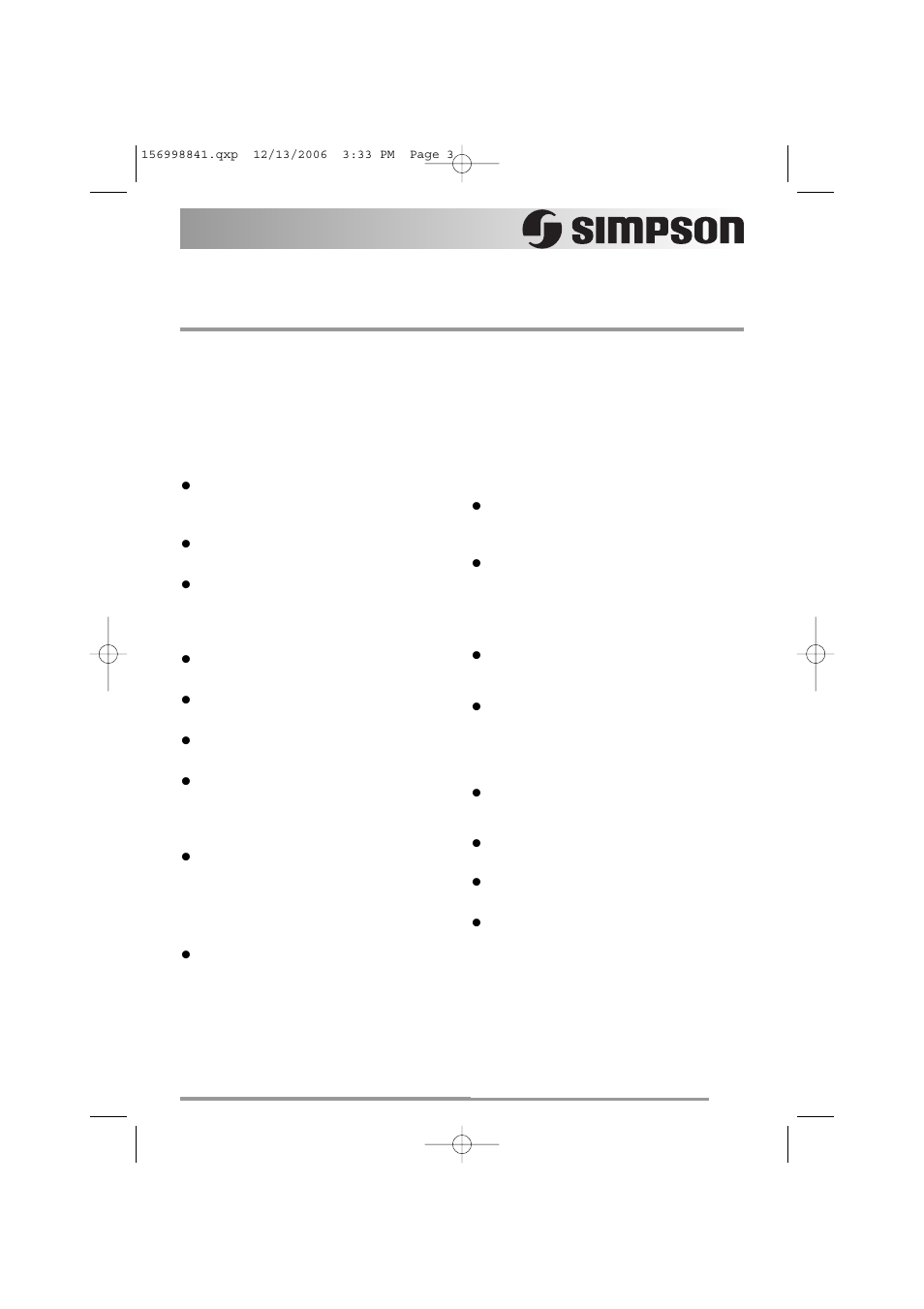 Safety information, Correct use, General safety | Child safety | Simpson 52C850 User Manual | Page 3 / 24
