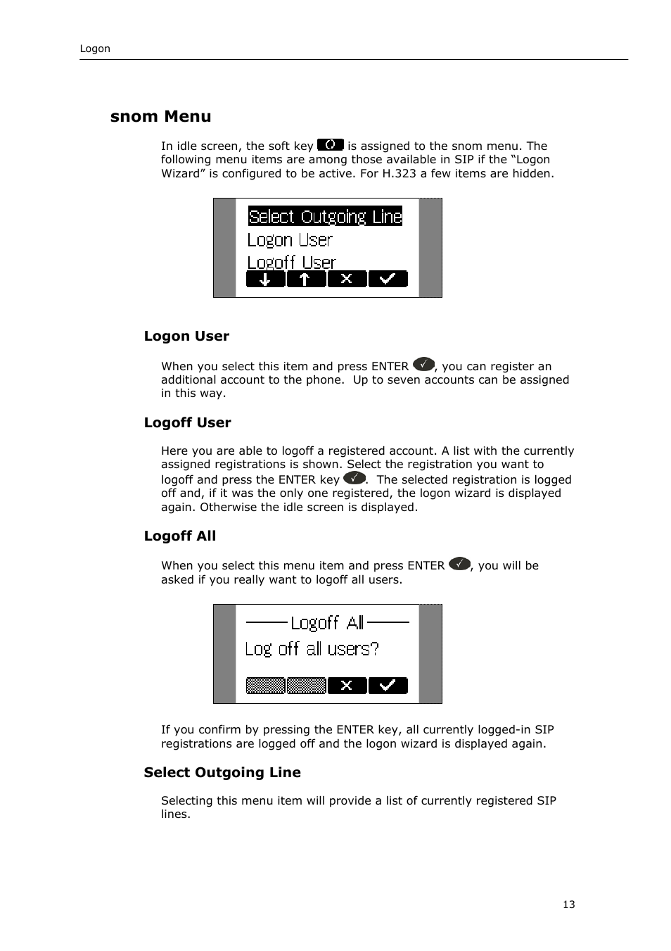 Snom menu | Snom VoIP Phone User Manual | Page 13 / 71