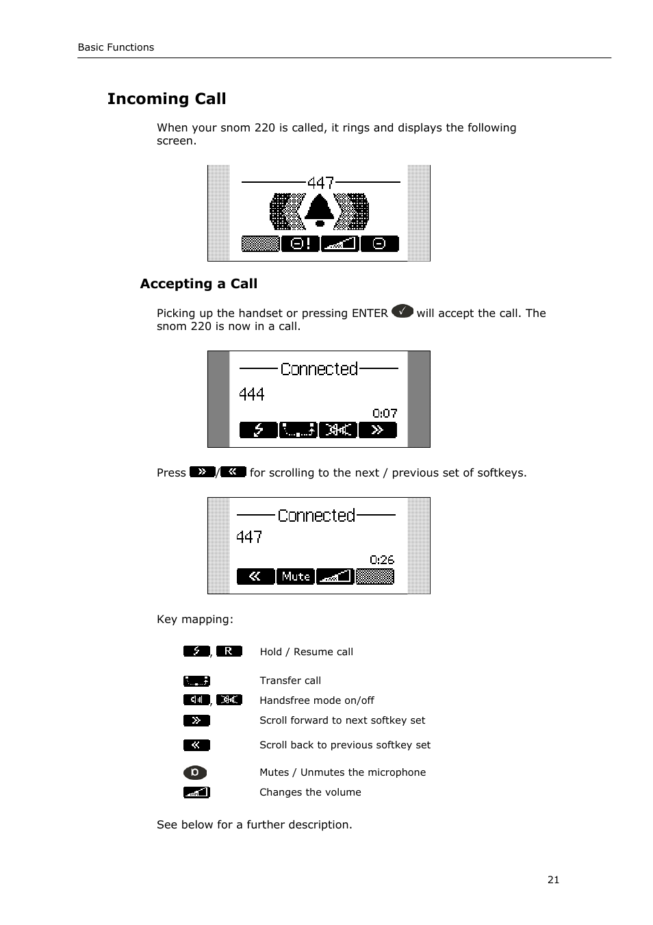 Incoming call, Accepting a call | Snom VoIP Phone User Manual | Page 21 / 71