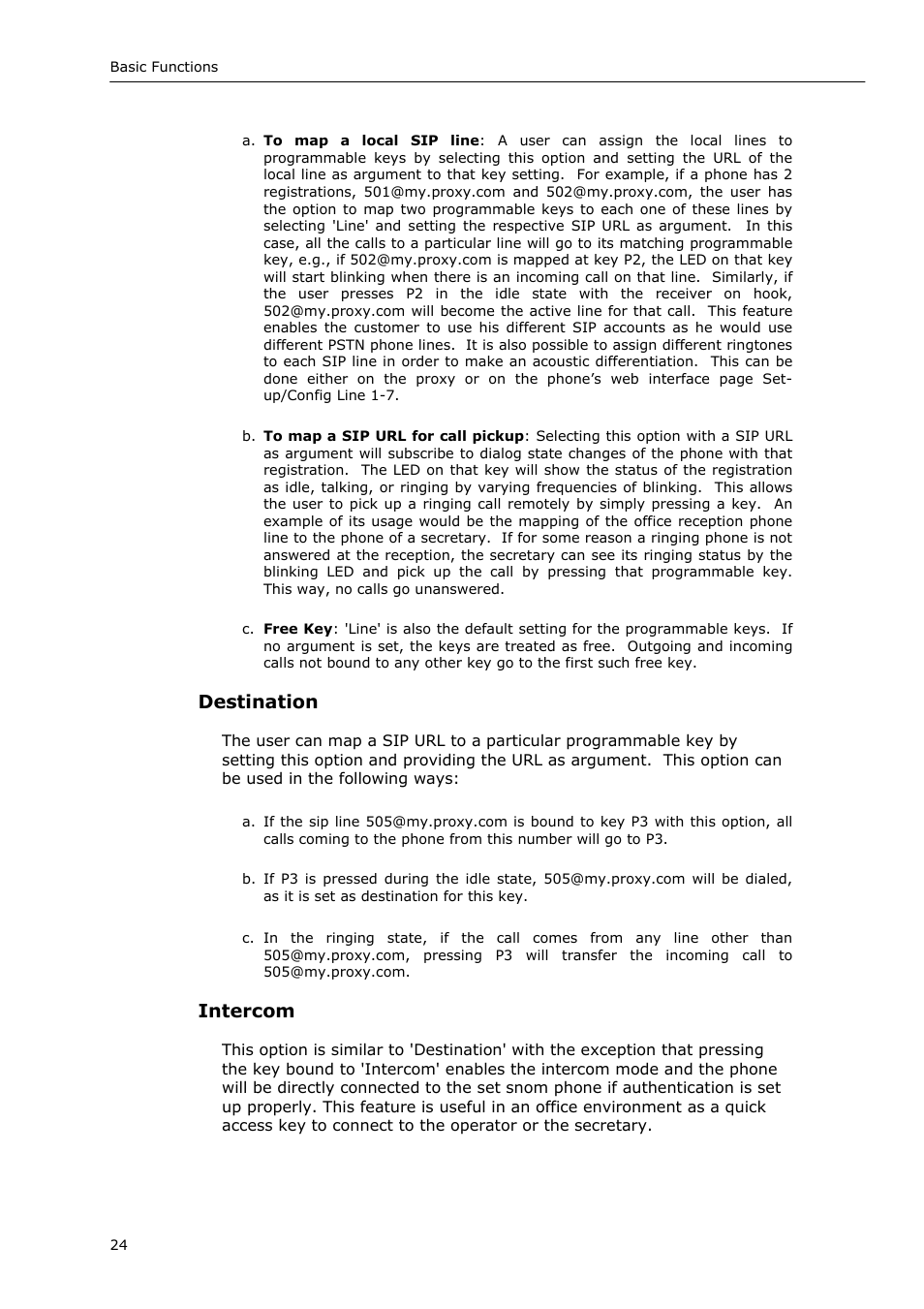 Destination, Intercom | Snom VoIP Phone User Manual | Page 24 / 71