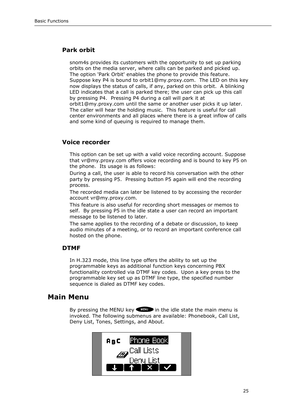 Main menu | Snom VoIP Phone User Manual | Page 25 / 71