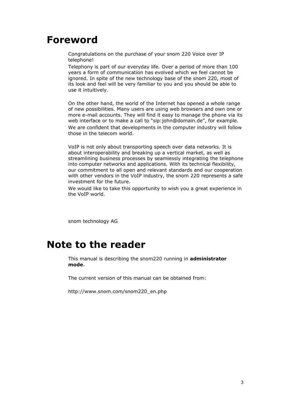 Foreword | Snom VoIP Phone User Manual | Page 3 / 71