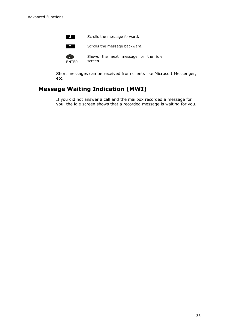 Message waiting indication (mwi) | Snom VoIP Phone User Manual | Page 33 / 71