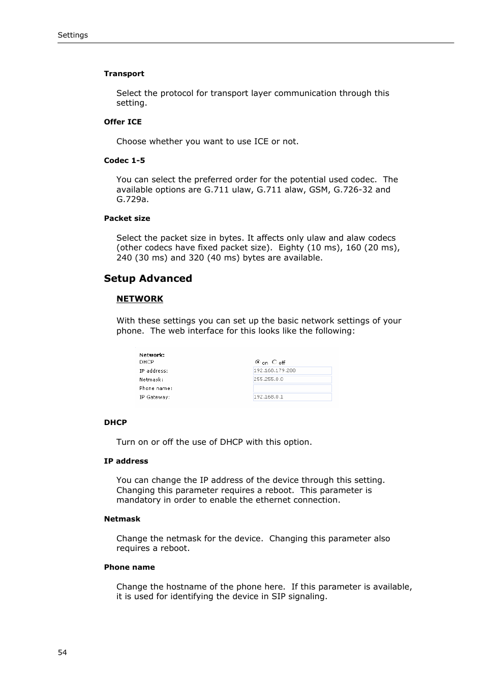 Setup advanced | Snom VoIP Phone User Manual | Page 54 / 71