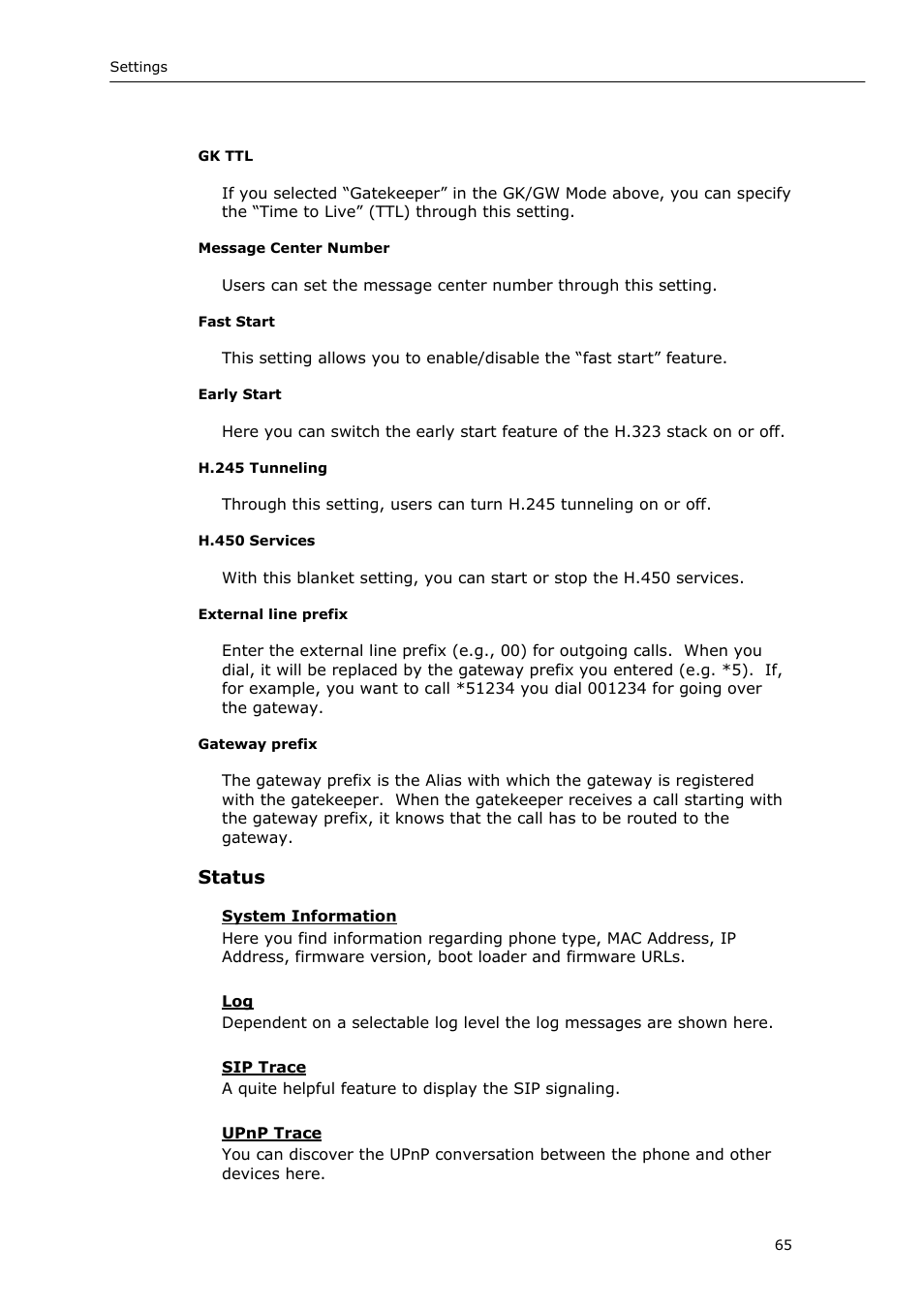 Status | Snom VoIP Phone User Manual | Page 65 / 71