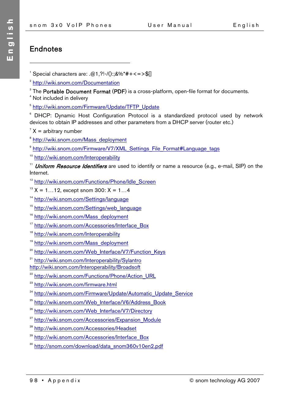 Endnotes, English | Snom 300 User Manual | Page 104 / 105
