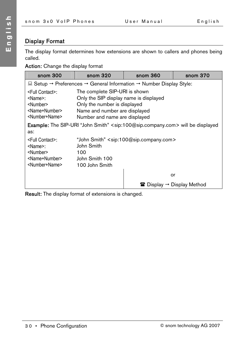 Display format, English | Snom 300 User Manual | Page 36 / 105