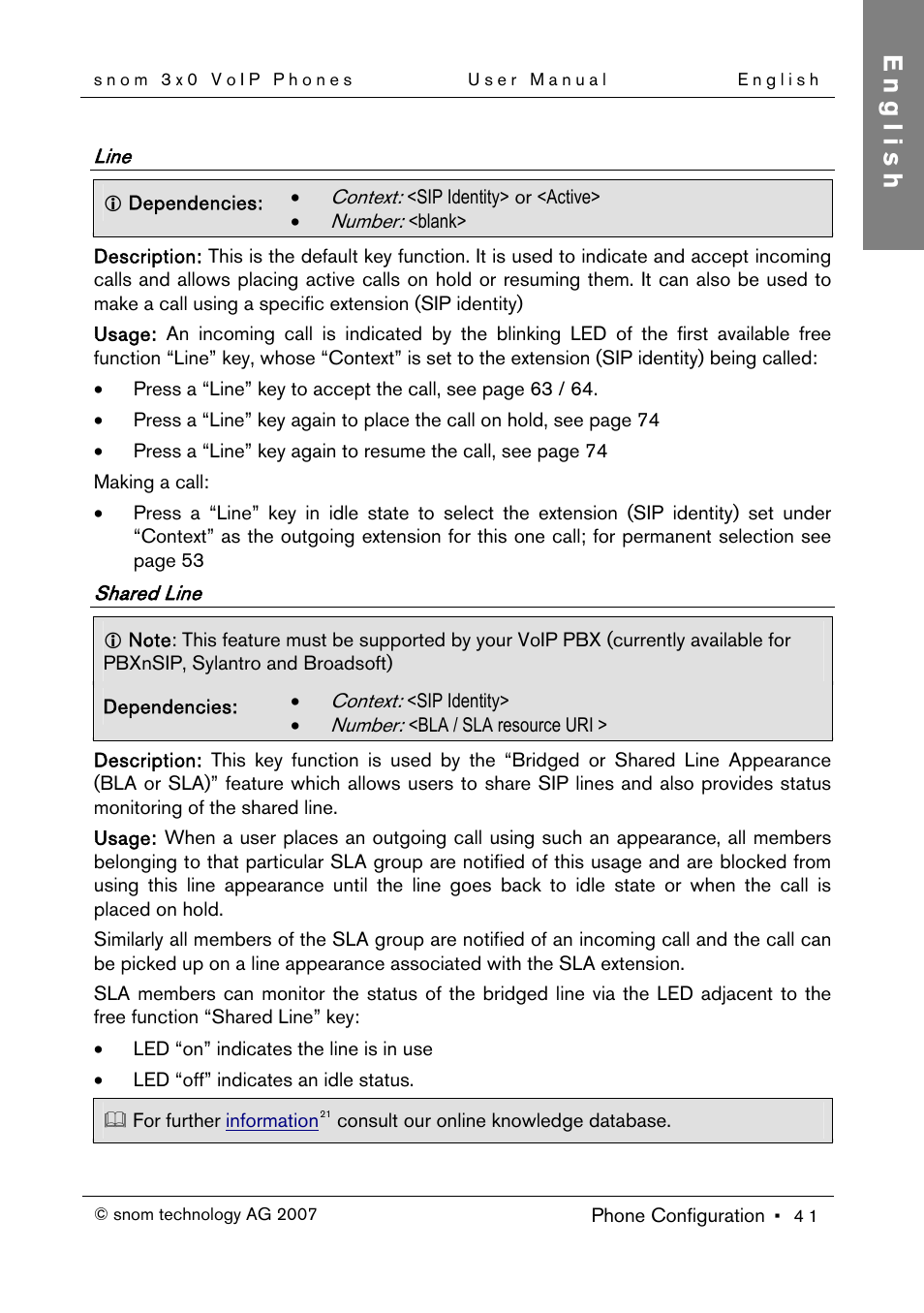 Line, Shared line, English | Snom 300 User Manual | Page 47 / 105
