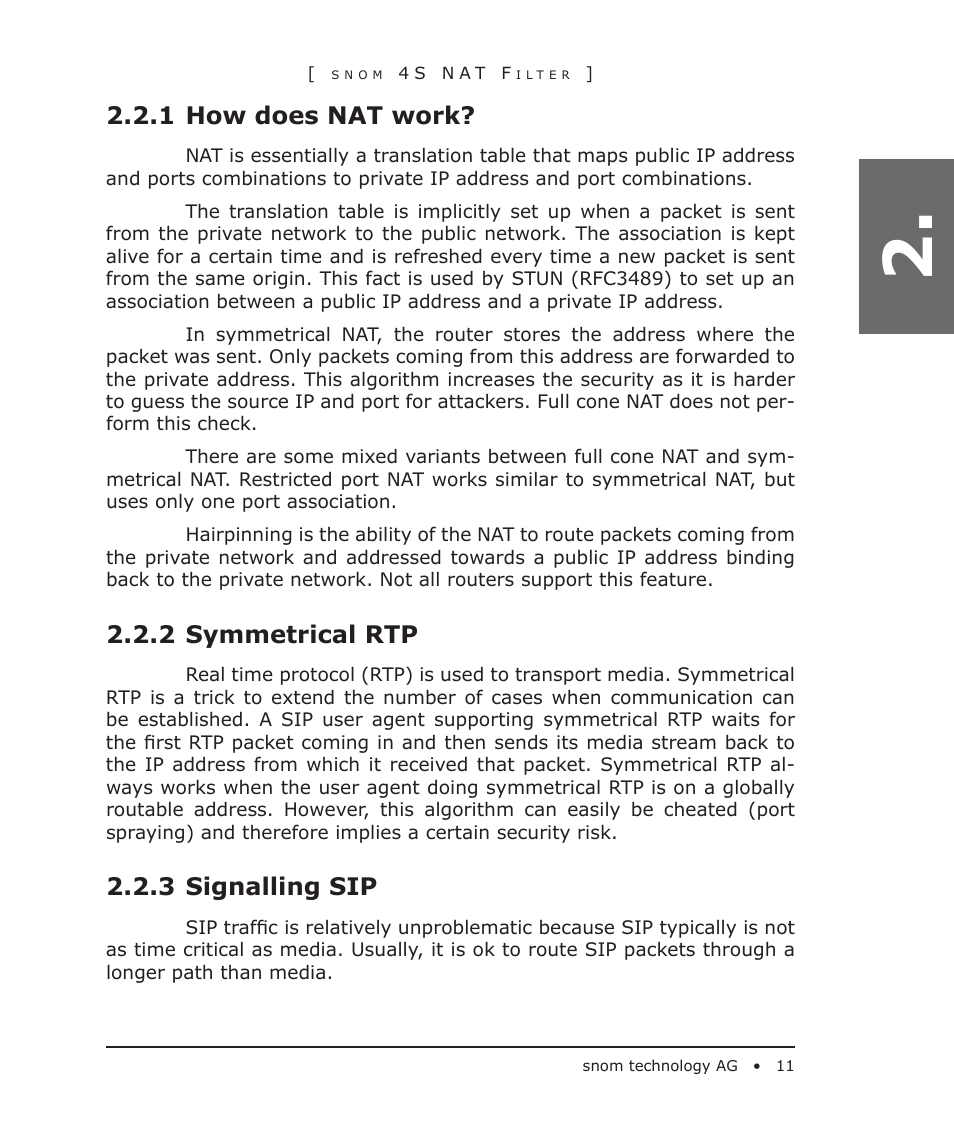 1 how does nat work, 2 symmetrical rtp, 3 signalling sip | Snom 4S User Manual | Page 11 / 68