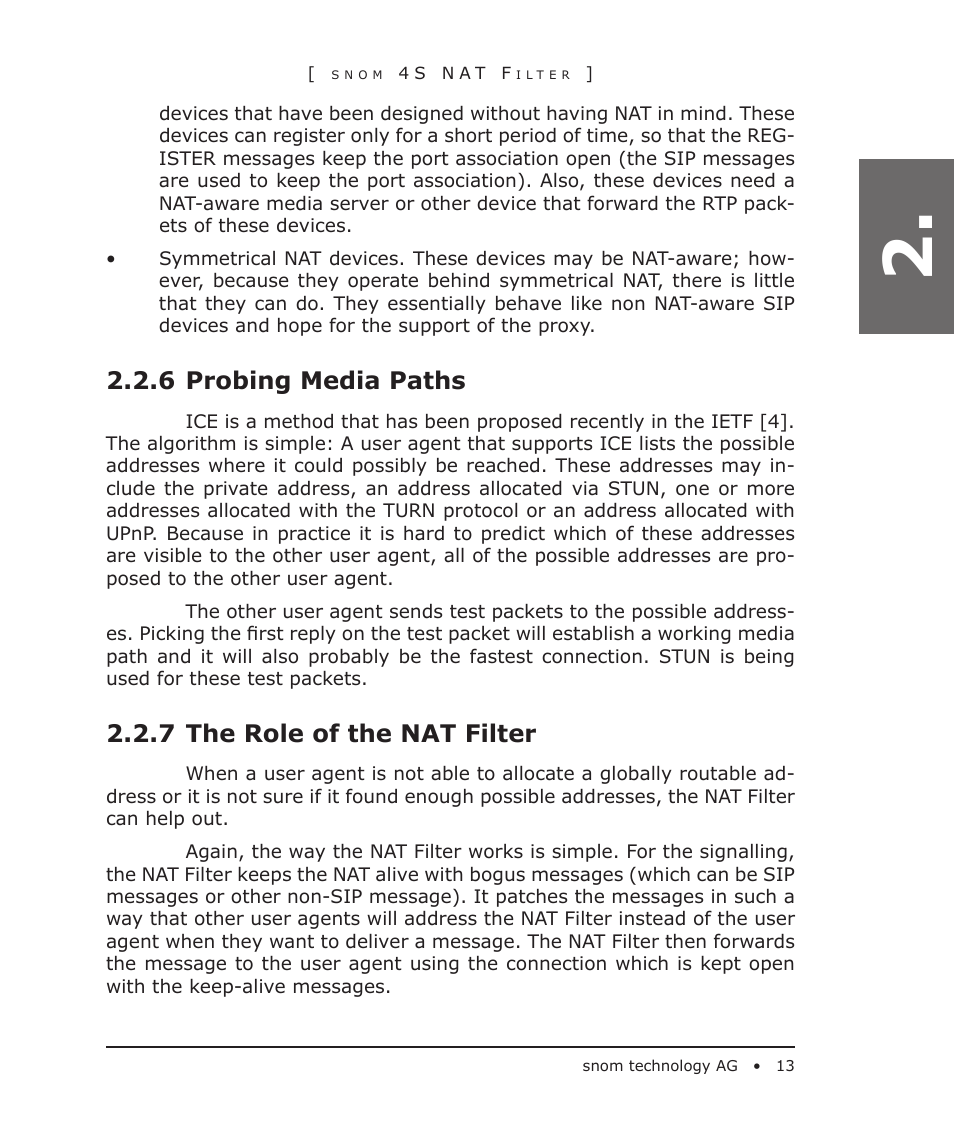 6 probing media paths, 7 the role of the nat filter | Snom 4S User Manual | Page 13 / 68