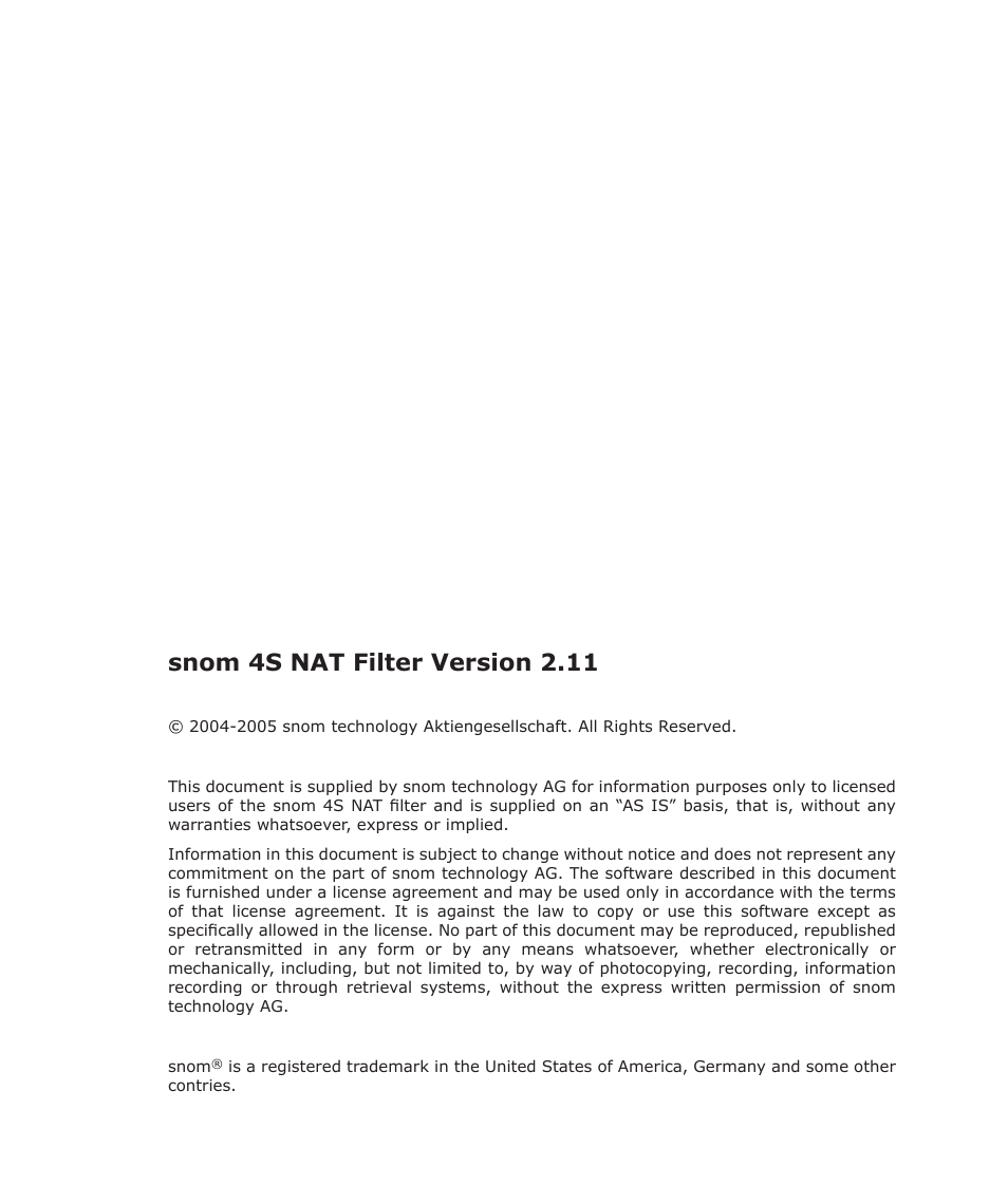 Snom 4s nat filter version 2.11 | Snom 4S User Manual | Page 2 / 68