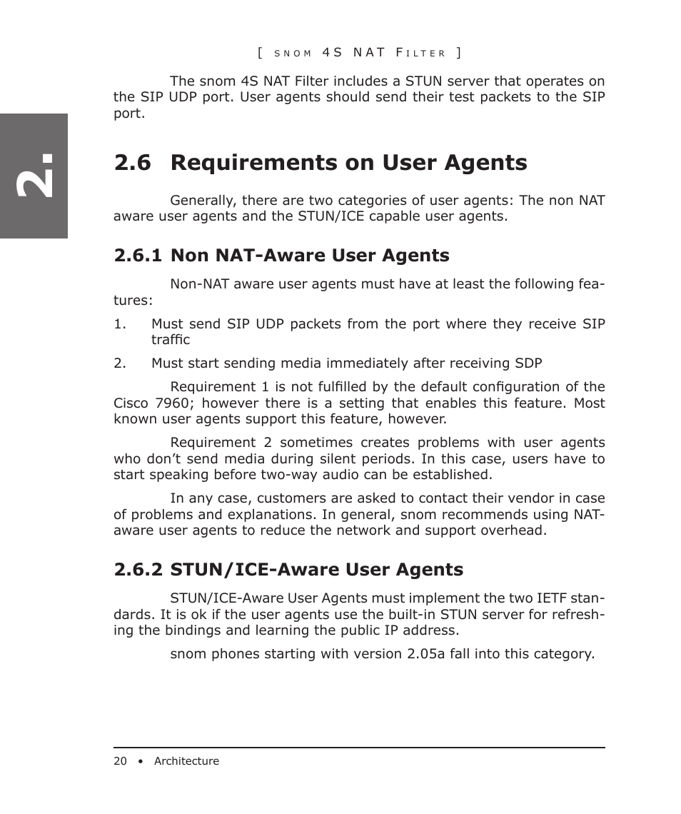 6 requirements on user agents, 1 non nat-aware user agents, 2 stun/ice-aware user agents | Snom 4S User Manual | Page 20 / 68