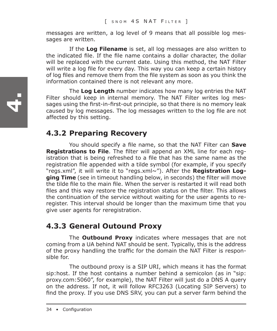 2 preparing recovery, 3 general outound proxy | Snom 4S User Manual | Page 34 / 68