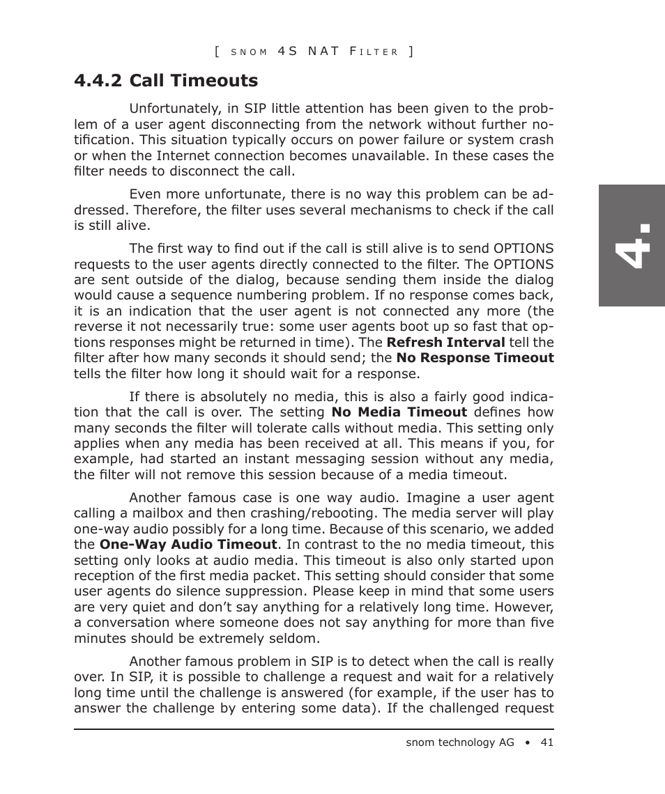 2 call timeouts | Snom 4S User Manual | Page 41 / 68