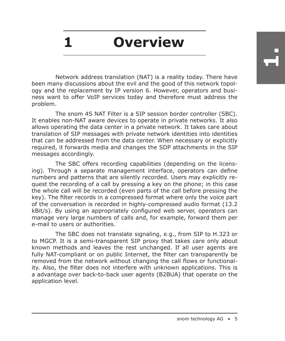 1overview | Snom 4S User Manual | Page 5 / 68