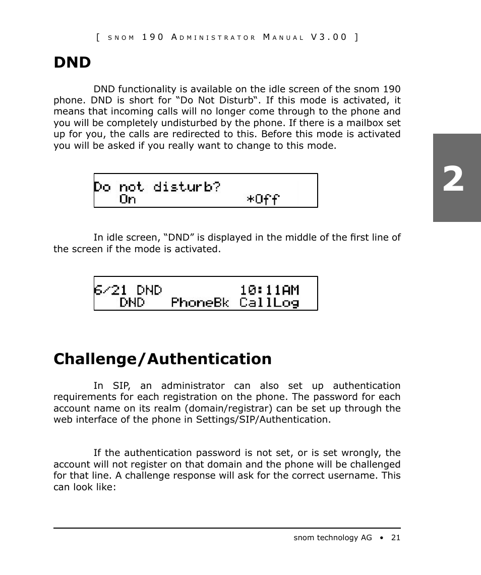 Challenge/authentication | Snom 190 User Manual | Page 21 / 99