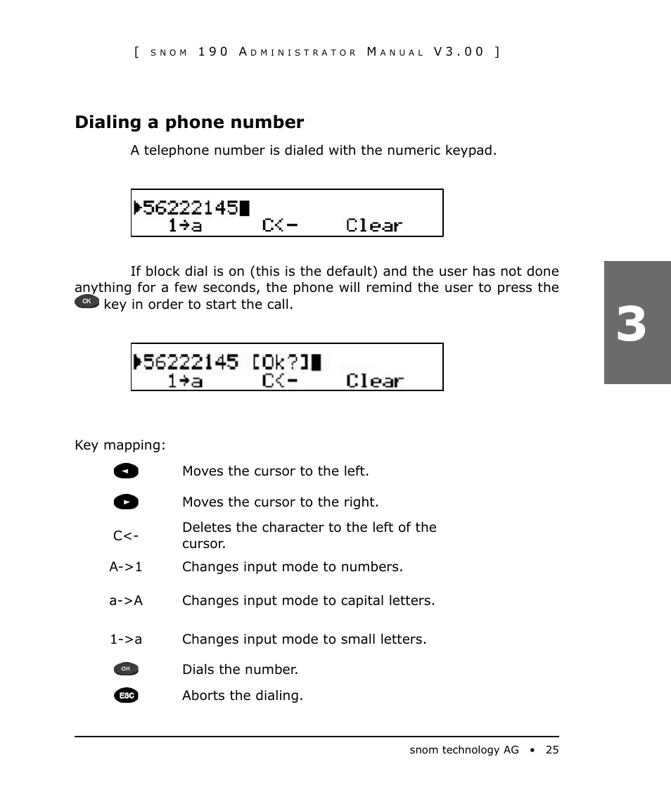 Dialing a phone number | Snom 190 User Manual | Page 25 / 99