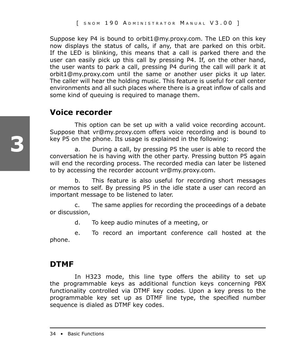 Voice recorder, Dtmf | Snom 190 User Manual | Page 34 / 99