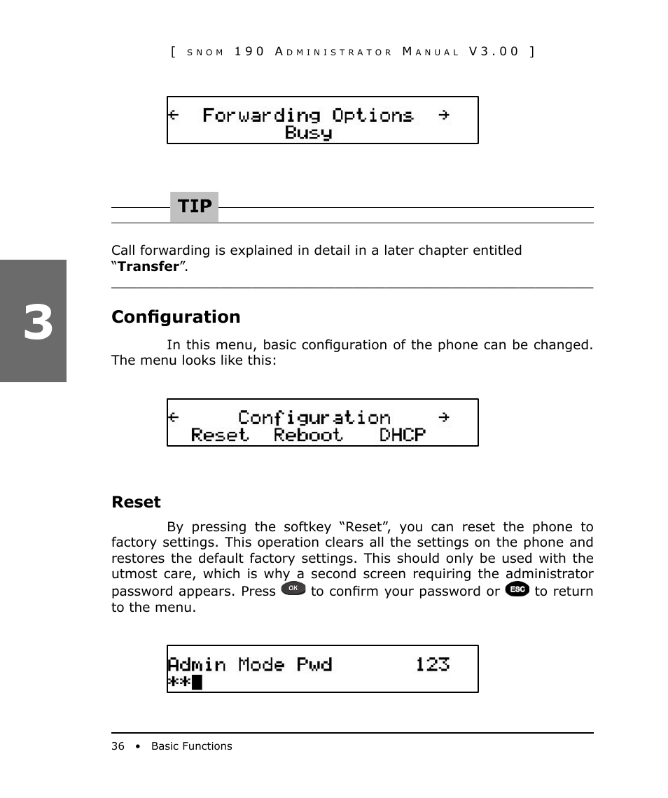 Configuration, Reset | Snom 190 User Manual | Page 36 / 99