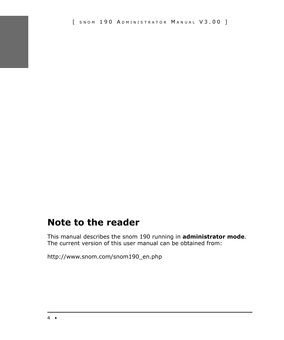 Note to the reader | Snom 190 User Manual | Page 4 / 99