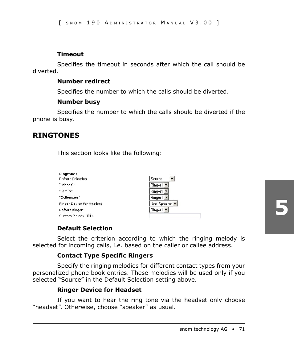 Ringtones | Snom 190 User Manual | Page 71 / 99