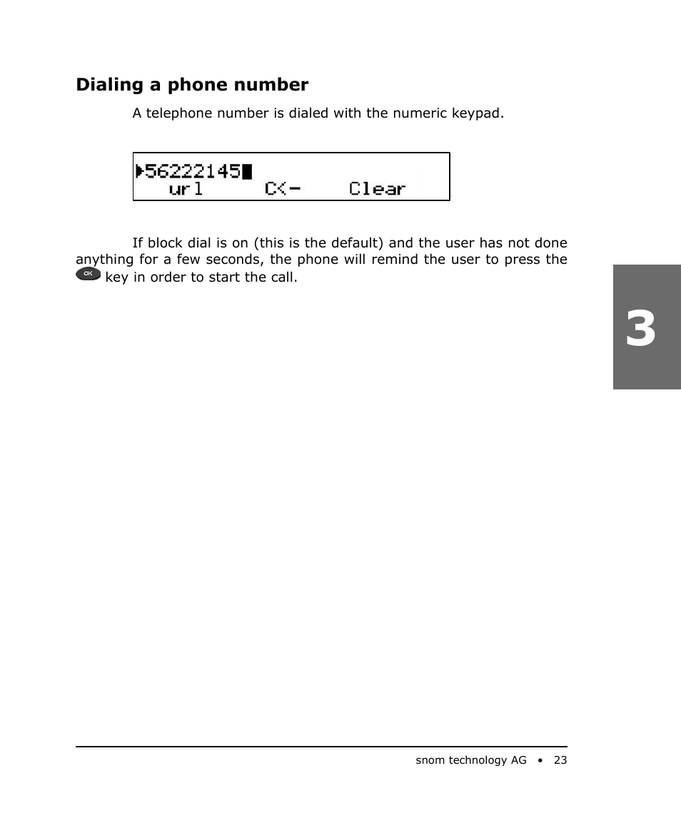 Dialing a phone number | Snom 200 User Manual | Page 23 / 70