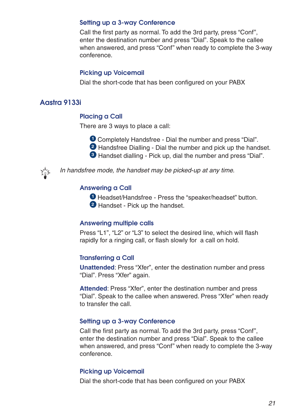 Aastra 9133i | Snom VoIP PABX User Manual | Page 21 / 36