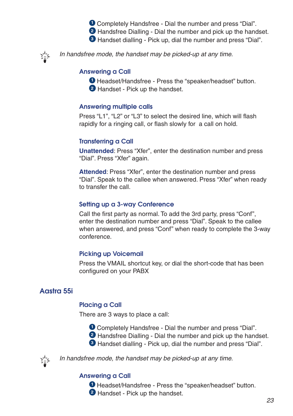 Aastra 55i | Snom VoIP PABX User Manual | Page 23 / 36