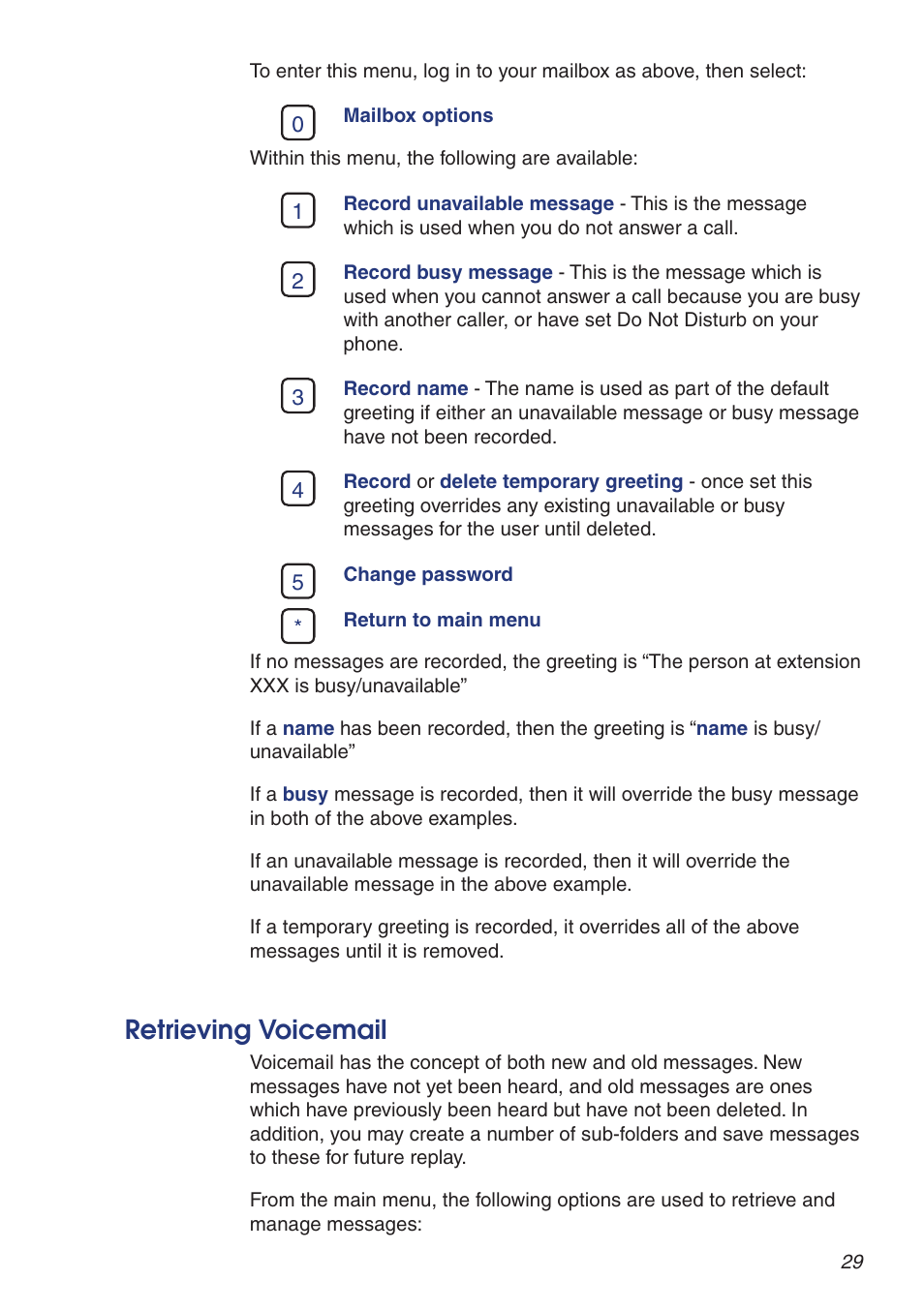 Retrieving voicemail | Snom VoIP PABX User Manual | Page 29 / 36