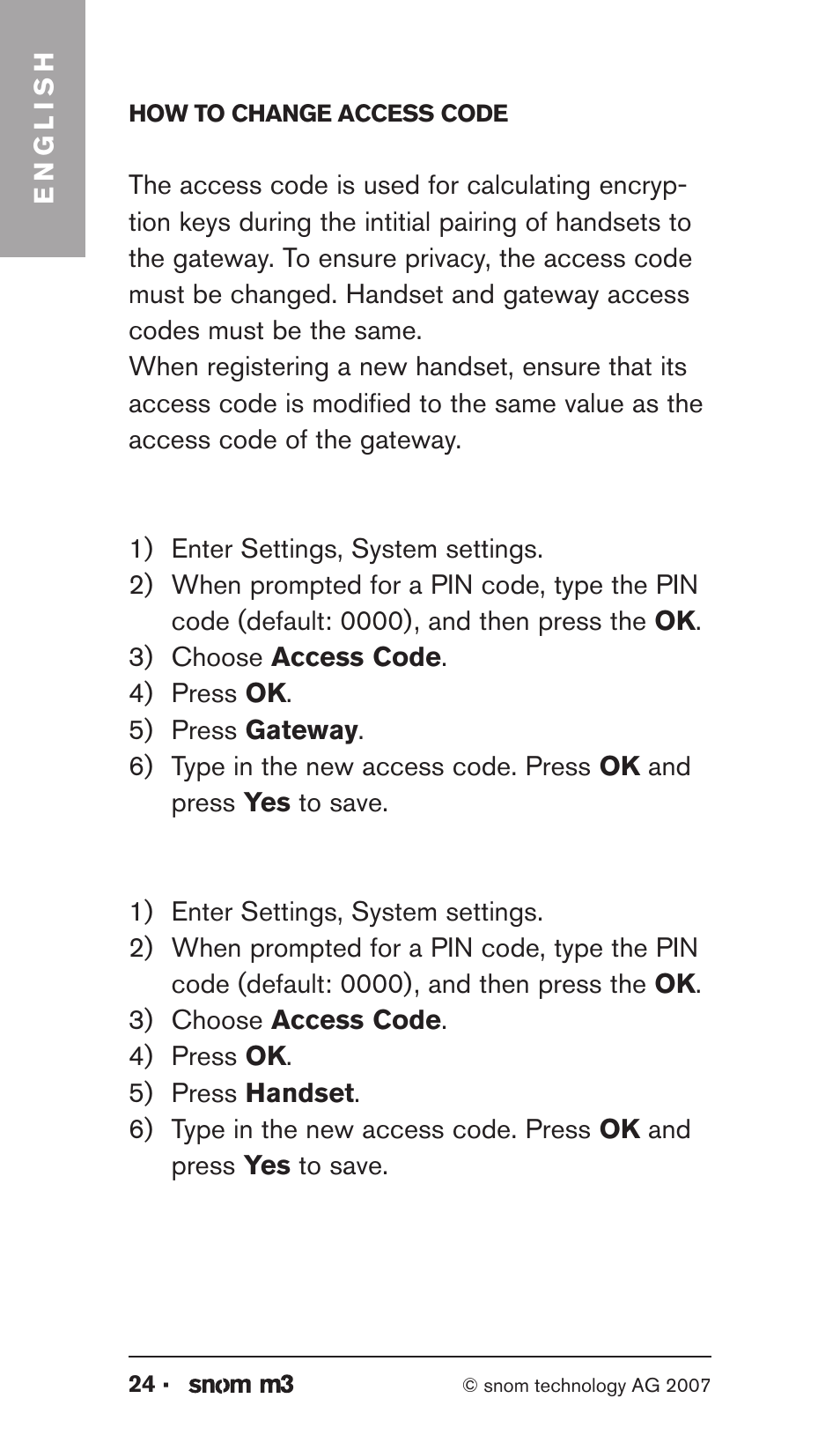 Snom M3 User Manual | Page 24 / 33