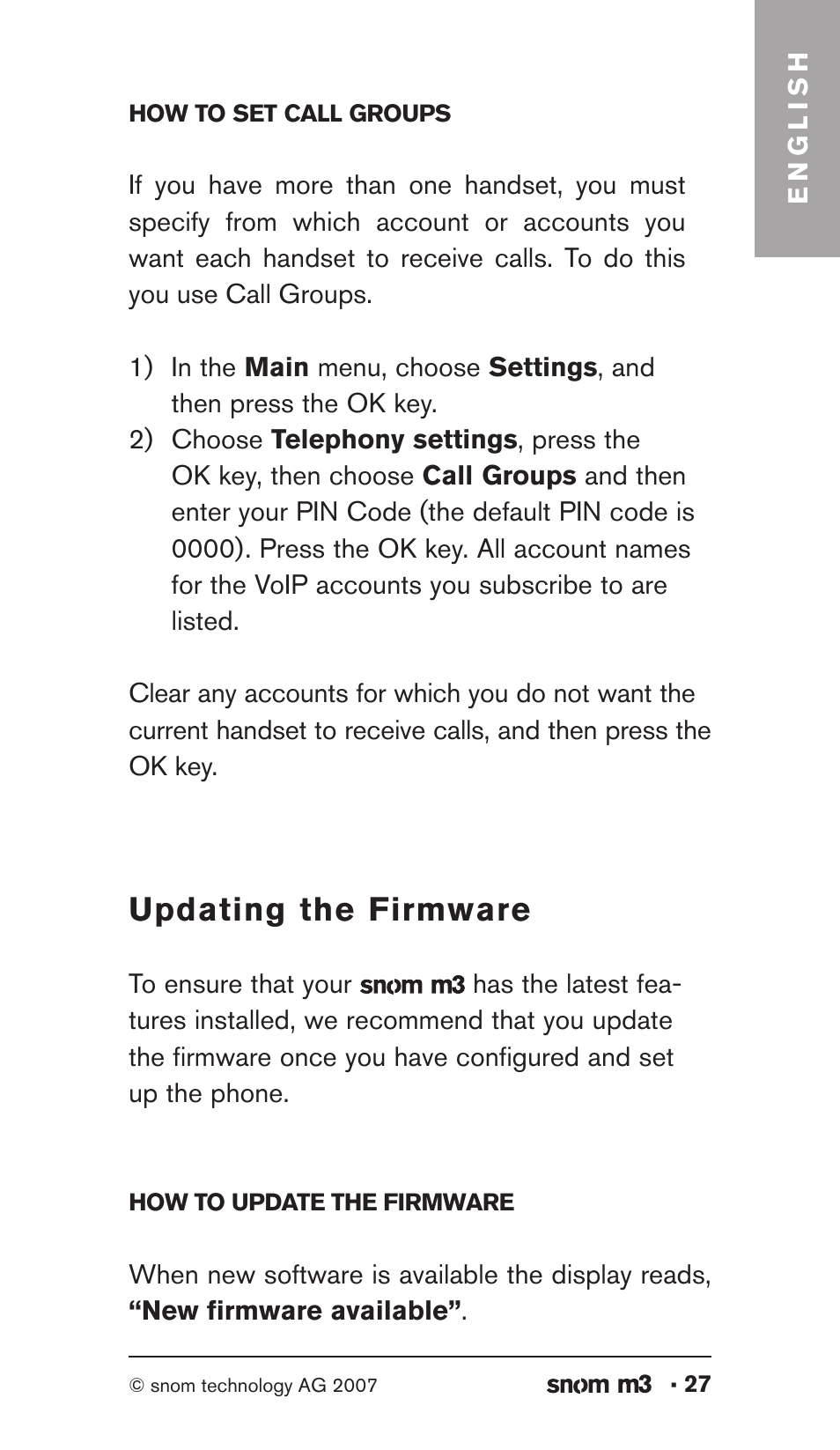 Updating the firmware | Snom M3 User Manual | Page 27 / 33
