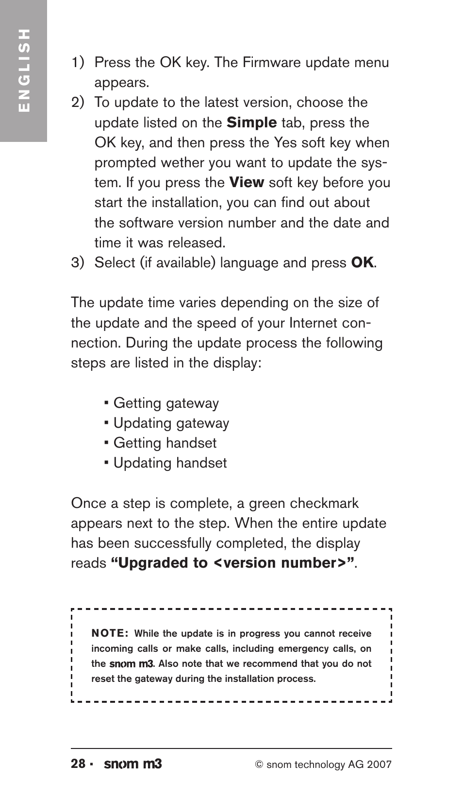 English | Snom M3 User Manual | Page 28 / 33