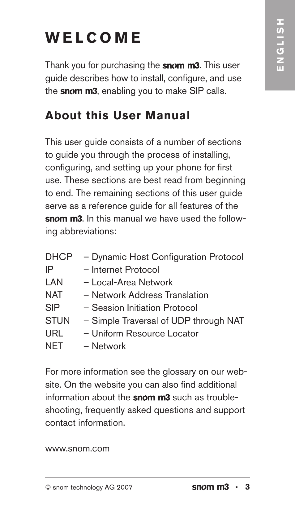 About this user manual | Snom M3 User Manual | Page 3 / 33