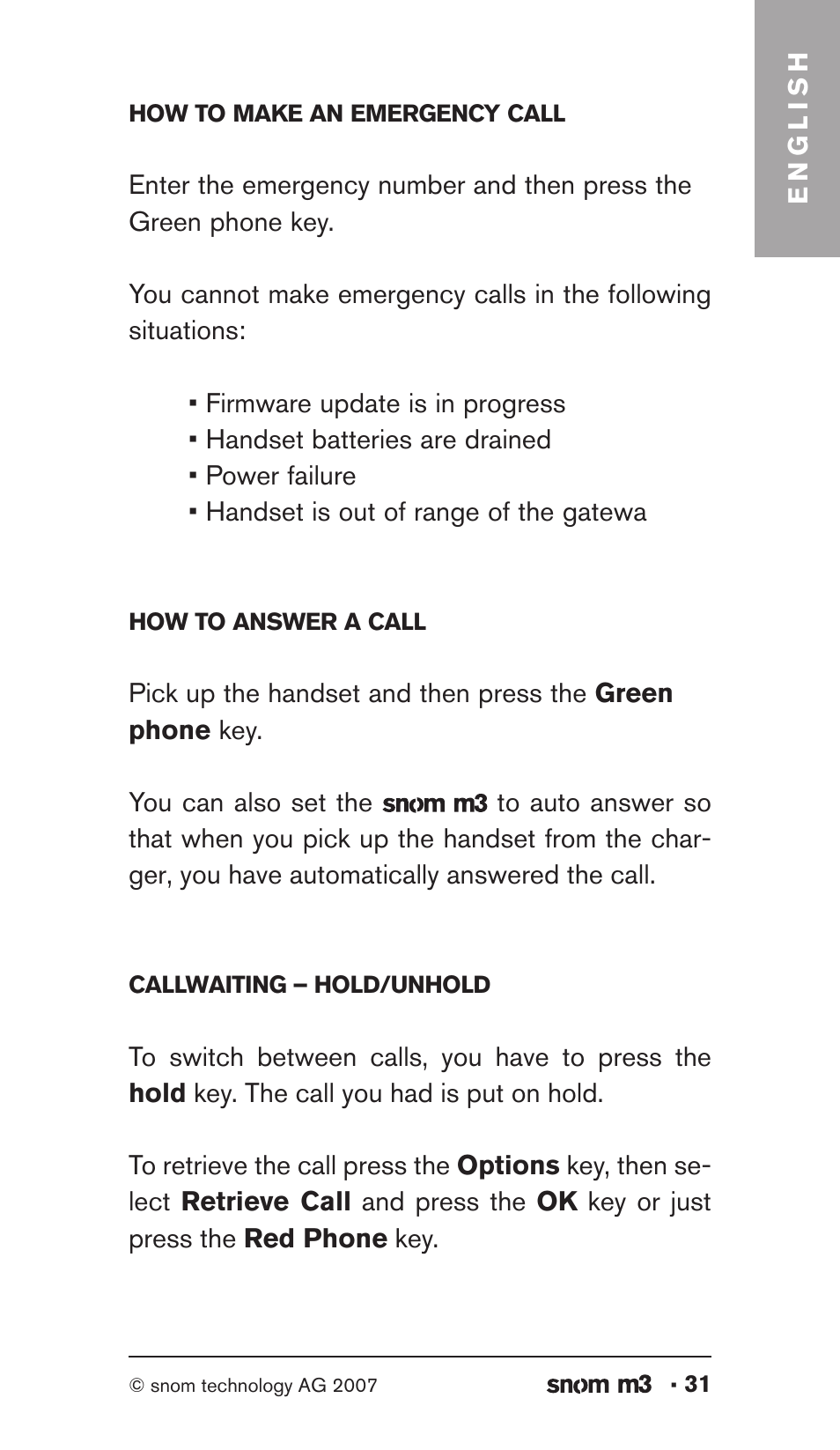 Snom M3 User Manual | Page 31 / 33