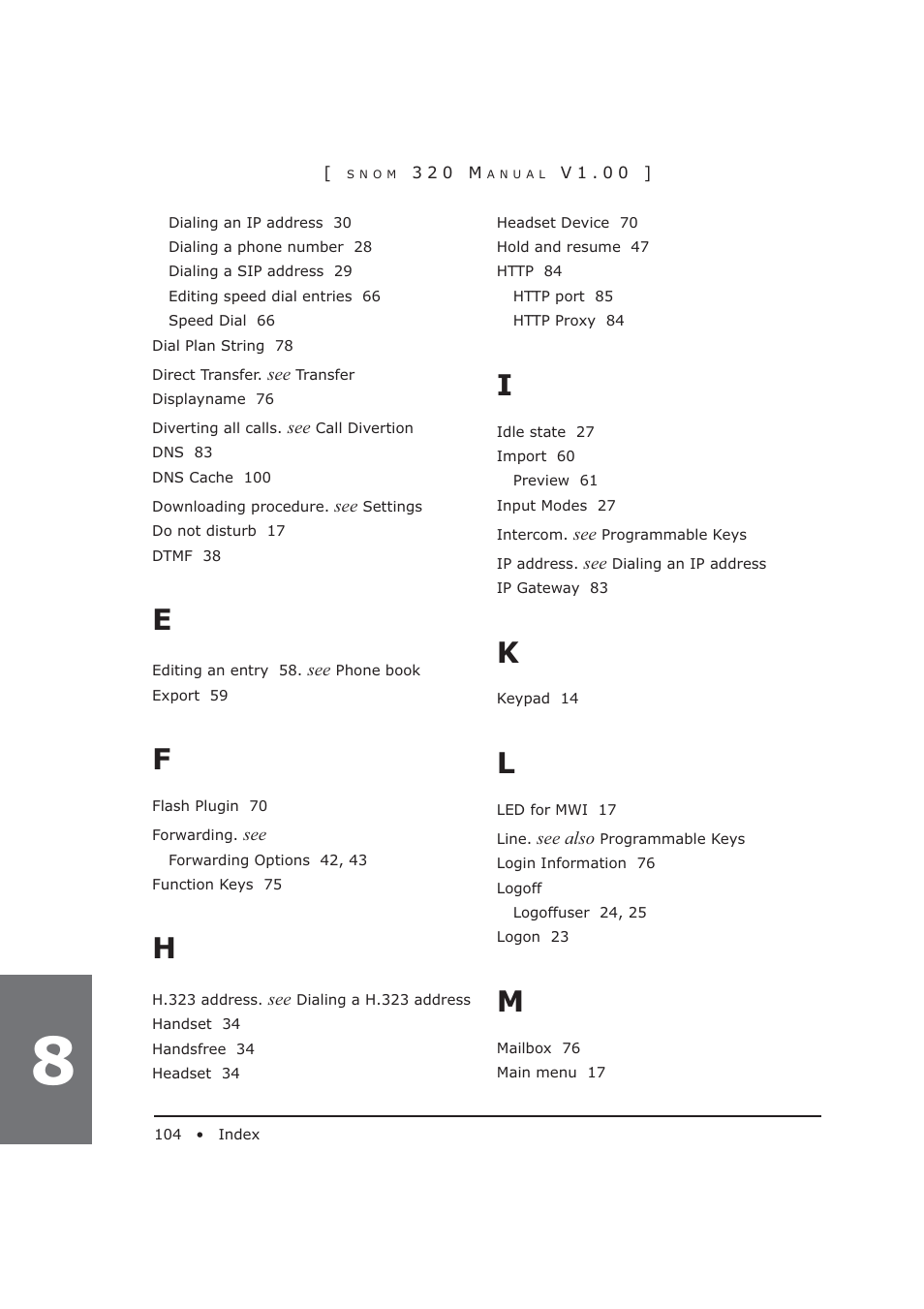 Snom 320 User Manual | Page 104 / 108